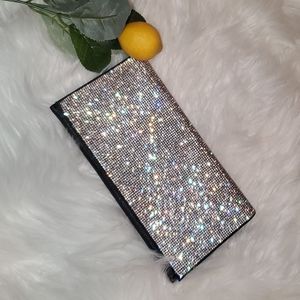 Black clutch with rhinestones